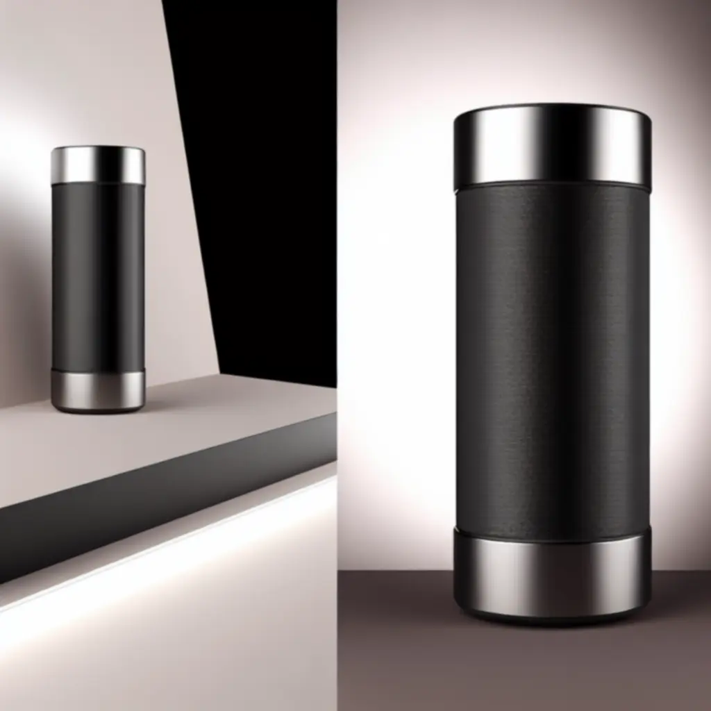 Głośnik AeroBeat 360 – cylindryczny głośnik 360°, czarno‑srebrny