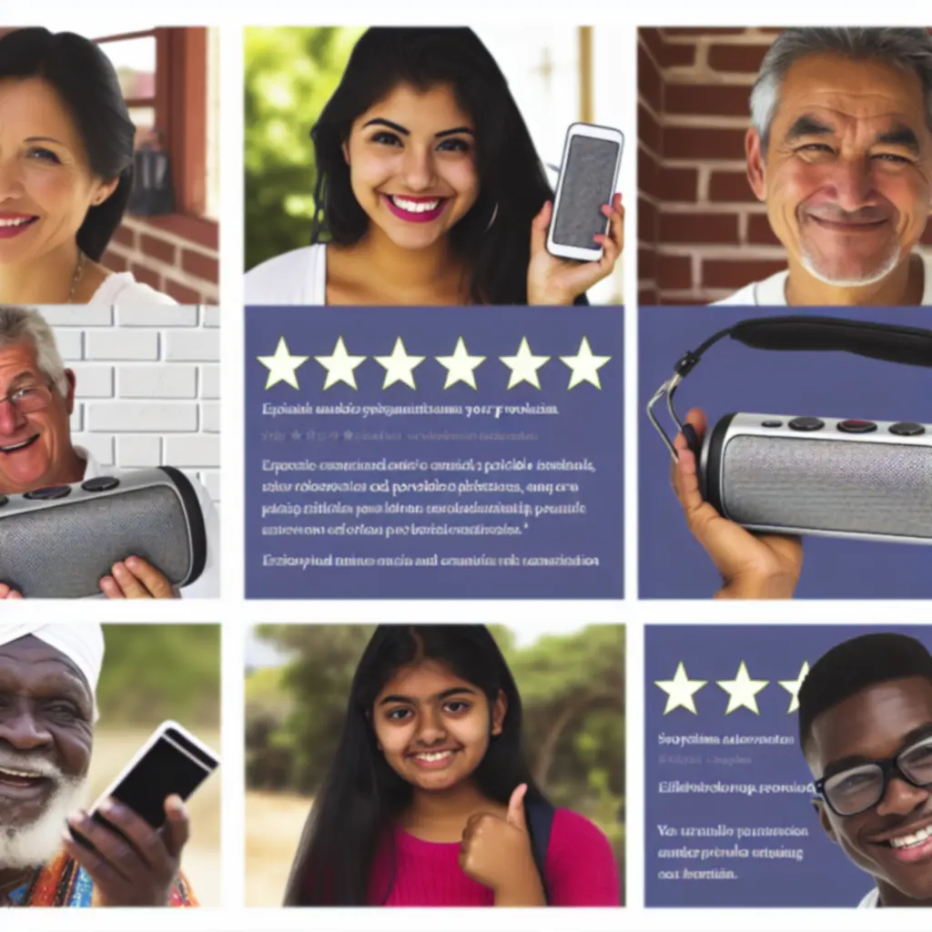 Kolaż recenzji klientów z ocenami gwiazdkowymi