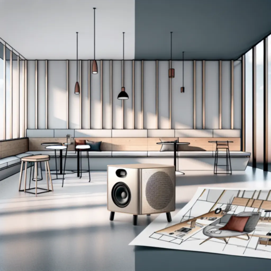 Nowoczesna przestrzeń biznesowa z przenośnym głośnikiem SoundDock