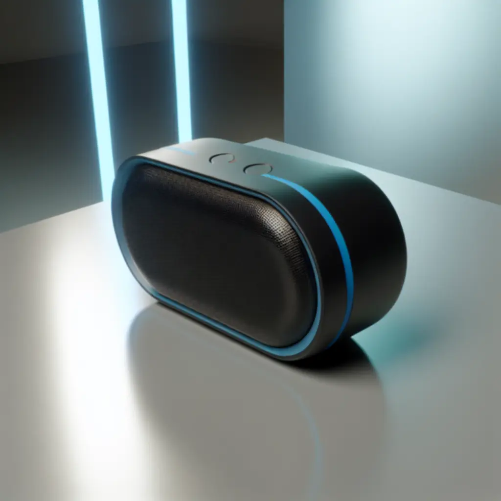 Głośnik SD Pulse Mini – kompaktowy, przenośny głośnik w kolorze czarnym z akcentami elektrycznego błękitu